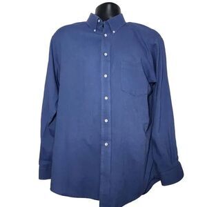 Haggar Collections Men's Size 16 1/2 34/35 Blue Long Sleeve Button Down Shirt